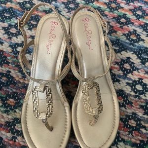 Lilly Pulitzer Gold Wedges Great Condition 8.5